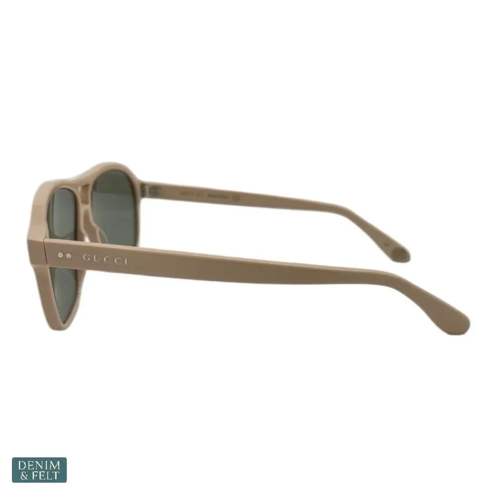 NEW‎ Gucci GG0475S Ivory Green Square Aviator Matte Lens Designer Sunglasses